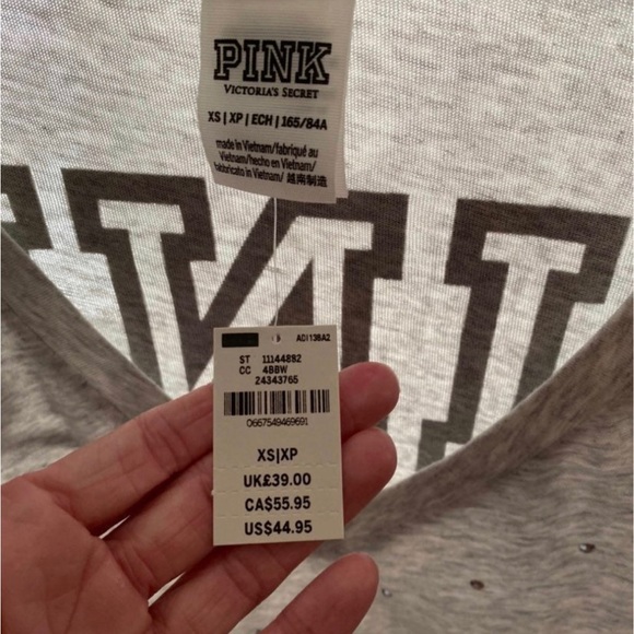 New VS Pink bling shirt tee long sleeve X-small XS light gray - Picture 6 of 6